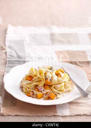 Plate of chicken and vegetable pasta