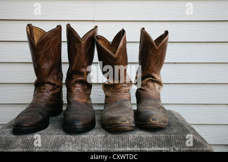 Close up of worn cowboy boots Stock Photo