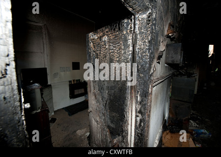 Severe house kitchen fire UK Stock Photo