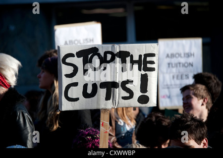 Students protesting demonstration against University Tuition Fees and government cuts Stock Photo