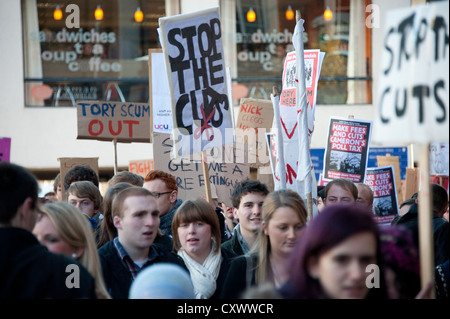 Students protesting demonstration against University Tuition Fees and government cuts Stock Photo