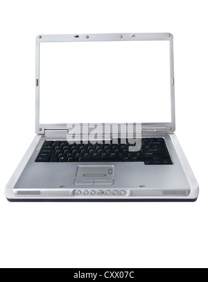 Blank screen laptop computer on white Stock Photo