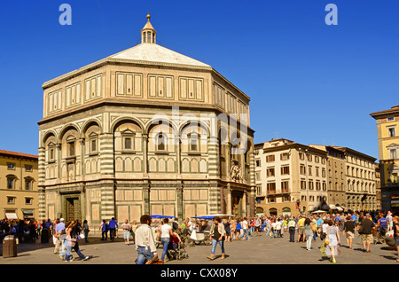 The octagonal Baptistry is adjacent to the Duomo in the city of Florence, Italy Stock Photo
