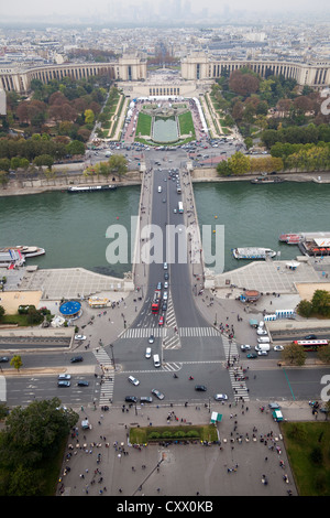 View from Eiffel Tower towards the Trocadero, Paris, France Stock Photo