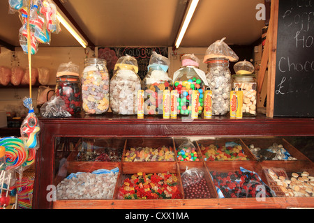Jars of sweets on sale in a traditional old fashioned way. Stock Photo