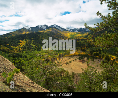 High up on Sugarloaf Mountain the view south into Lockett Meadow/Inner Basin area is great view, north of Flagstaff, AZ USA Stock Photo