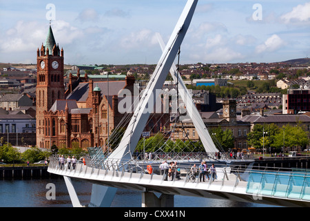 Derry Peace Bridge, Northern Ireland Stock Photo