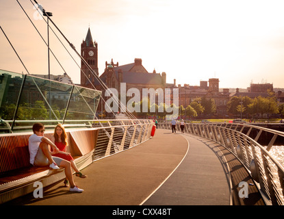 Derry Peace Bridge, Northern Ireland Stock Photo