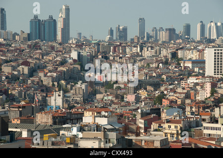 ISTANBUL, TURKEY. An elevated view over Beyoglu towards the business and financial districts of Levent and Sisli. 2012. Stock Photo