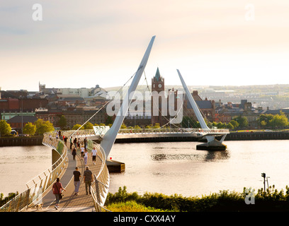 Derry Peace Bridge, Northern Ireland Stock Photo