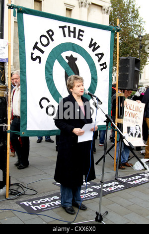 Kate Hudson, General Secretary of the Campaign for Nuclear Disarmament, speaking at Stop The War Coalition's Afghanistan. Stock Photo