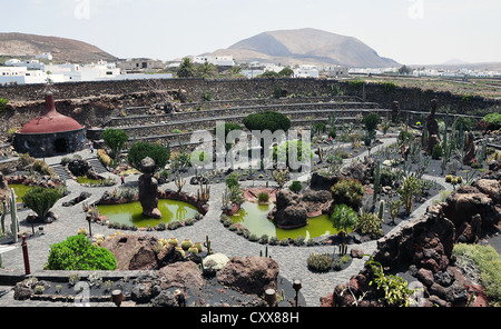 The Jardin de Cactus designed by Cesar Manrique the most importand artist in Lanzarote Stock Photo