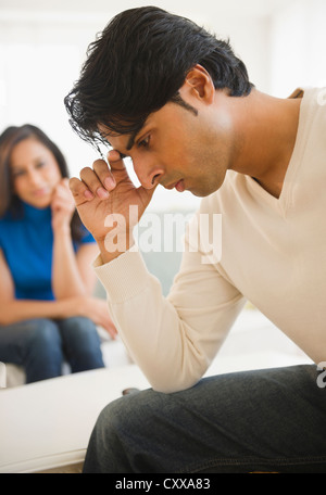 Mixed race couple having an argument Stock Photo