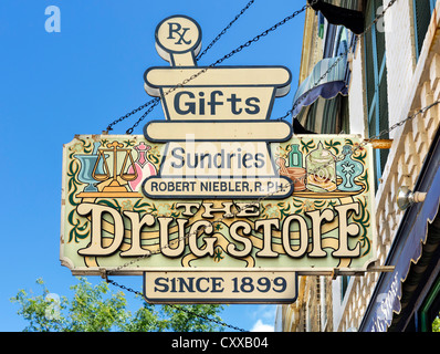 Traditional drugstore on Main Street, Jefferson, Wisconsin, USA Stock Photo