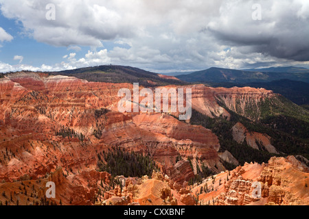 A thunderstorm forms over the ampitheater at Cedar Breaks National Monument. Stock Photo
