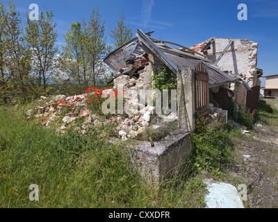 Ruined buildings destroyed by the earthquake on 6th April 2009 in Castelnuovo near L'Aquila, Abruzzo region, Italy, Europe Stock Photo