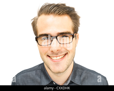 Smiling young businessman wearing glasses, portrait Stock Photo
