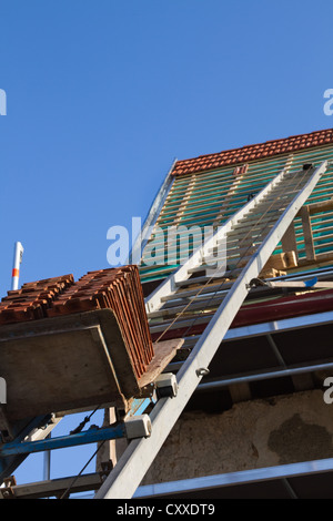 Roofing, brick elevator Stock Photo