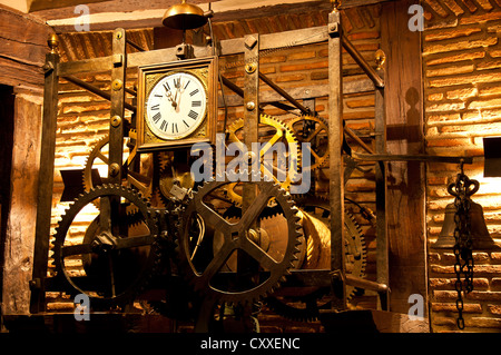 Vintage wall clock on the rustic background Stock Photo