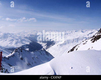 View from Kaunertal glacier towards Italy, Kaunertal, Feichten, Tyrolean Oberland, Tyrol, Austria, Europe Stock Photo