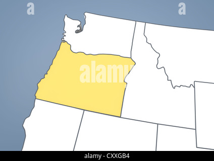 Map of Oregon, OR, USA, United States of America, contour, 3D illustration Stock Photo