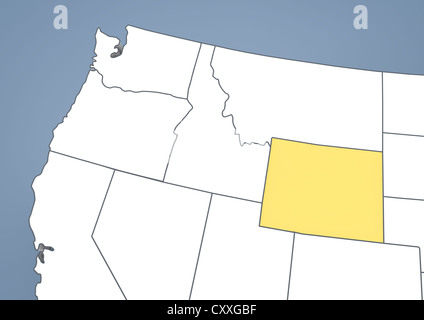 Wyoming State Of United States Of America Diagram Showing The Map Of Wyoming Wy Usa United States Of America Contour 3d Illustration Cxxgbf 