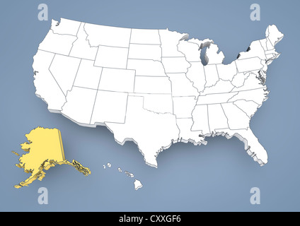 Map Of North America Alaska Highlighted In Red Stock Photo Alamy Alaska Ak Highlighted On A Contour Map Of Usa United States Of America Cxxgf6 