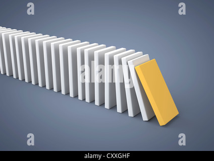 Dominoes Falling Symbolic Image For Domino Effect Knock On Effect Chain Reaction 3d Illustration Stock Photo Alamy