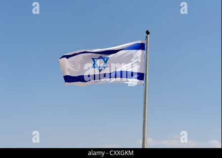 Flag of Israel, national flag, blue Star of David, West Bank, Israel, Middle East Stock Photo