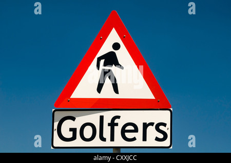 Warning sign, golfers, Cape Agulhas, Western Cape, South Africa, Africa Stock Photo