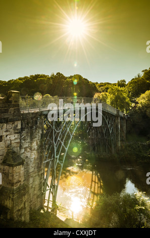 The Iron Bridge in Ironbridge, Telford, Shropshire, England. A World Heritage Site. Stock Photo