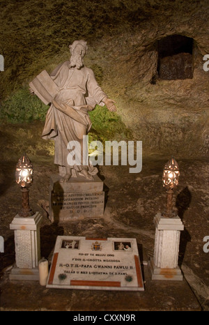 St Paul's Grotto with plaque to Pope Jean Paul II, Rabat, Malta Stock Photo