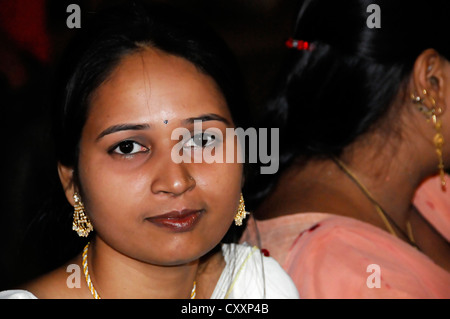 Young Indian woman at a wedding, portrait, Agra, Uttar Pradesh, India, Asia Stock Photo