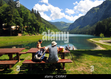 Lac de Montriond, France, Lac de Montriond is a lake at Montriond in the Haute-Savoie region of France Stock Photo