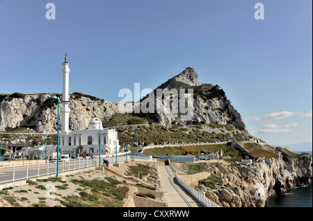 Ibrahim-al-Ibrahim Mosque, inaugurated in 1997, Europa Point, Gibraltar, British Overseas Territory, Europe Stock Photo