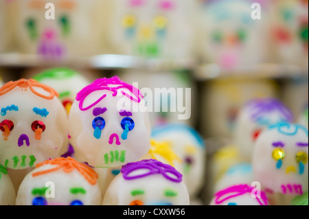 Regular sugar skulls during the Mexican festivity the day of the dead Stock Photo