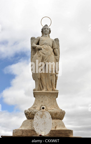 Statue of an angel, Puente Romano Puente Viejo, bridge over the Rio Guadalquivir River, Cordoba, Andalucia, Spain, Europe Stock Photo