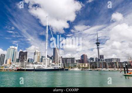 Auckland harbour and skyline, New Zealand, Oceania Stock Photo