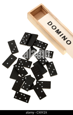 Box of dominoes Stock Photo
