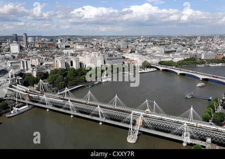 View from London Eye ferris wheel over the River Thames, London, England, United Kingdom, Europe Stock Photo