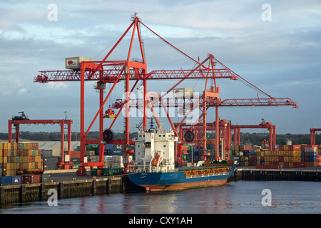 container ship at Dublin Port, Republic of Ireland Stock Photo