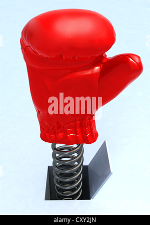 boxing glove coming out from a hole, 3d illustration Stock Photo