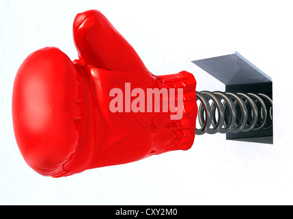 boxing glove coming out from a hole, 3d illustration Stock Photo