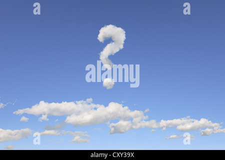 Cloud formations in the shape of a question mark, illustration Stock Photo