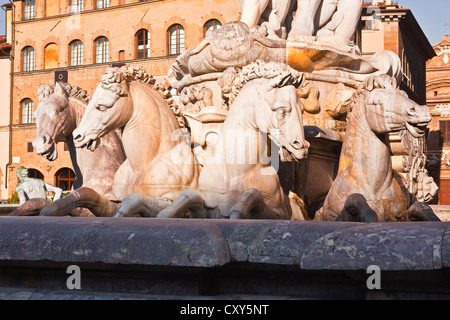 Neptune's fountain on Piazza della Signoria in Florence, Italy. Stock Photo