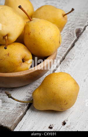 Yellow Sweet Pears in a Bowl Stock Photo