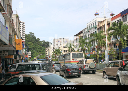 Traffic in Sandakan town centre, Sabah, Borneo, Malaysia, Southeast Asia Stock Photo