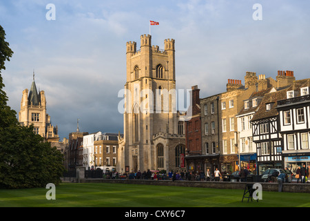 Kings Parade and Great St Marys Church seen from Kings College, Cambridge, England, UK Stock Photo
