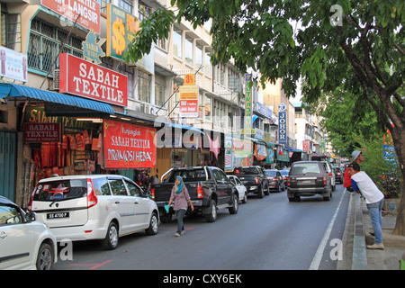 Shops in Sandakan town centre, Sabah, Borneo, Malaysia, Southeast Asia Stock Photo