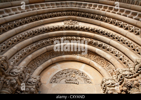 BUDAPEST - SEPTEMBER 22: Detail from arch over west portal on gothic Church of Jak in Vajdahunyad castle Stock Photo